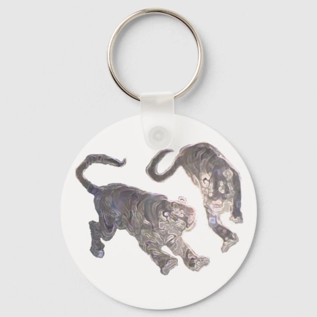 Xian China 2002  Ghost Tigers White Circle Transp Keychain (Front)