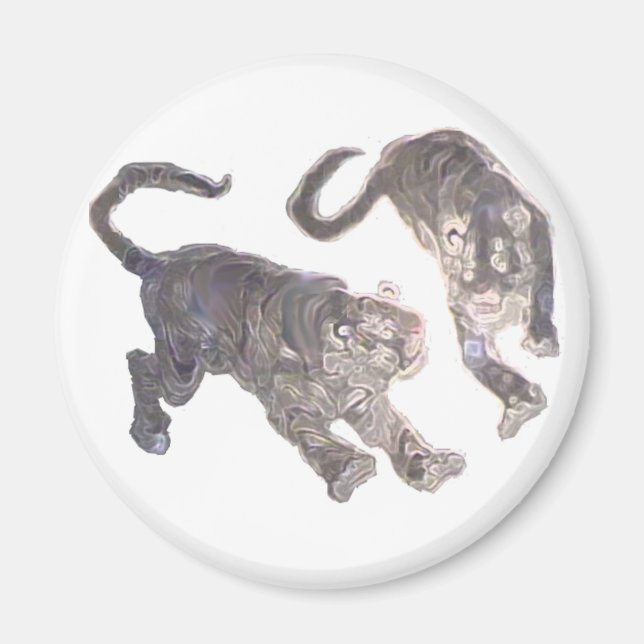 Xian China 2002  Ghost Tigers White Circle Transp Magnet (Front)