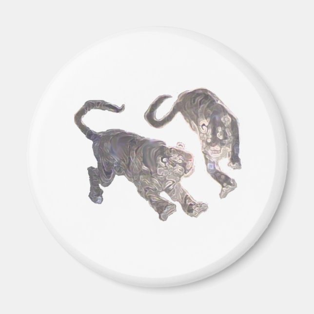 Xian China 2002  Ghost Tigers White Circle Transp Magnet (Front)