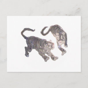 Xian China 2002  Ghost Tigers White Circle Transp Postcard