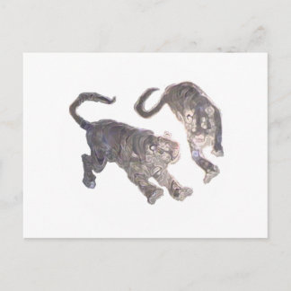 Xian China 2002  Ghost Tigers White Circle Transp Postcard
