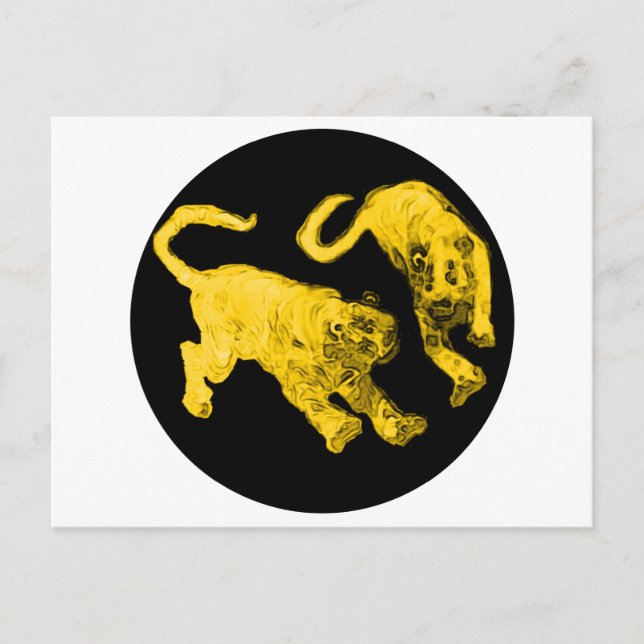 Xian China 2002 Gold Ghost Tigers Black Circle Tra Postcard (Front)