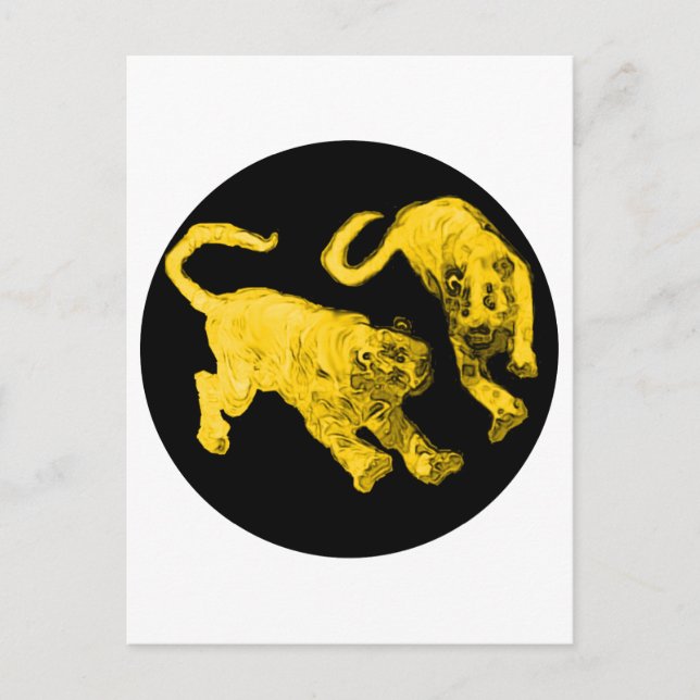 Xian China 2002 Gold Ghost Tigers Black Circle Tra Postcard (Front)