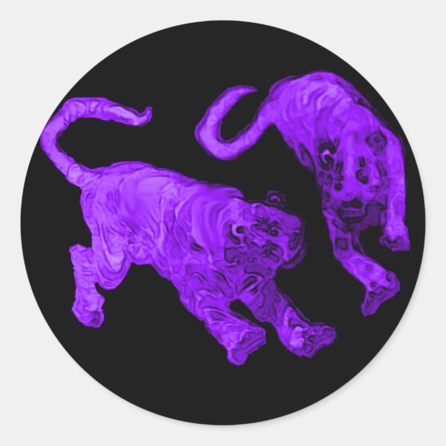 Xian China 2002 Purple Ghost Tigers Black Circle T Classic Round Sticker (Front)