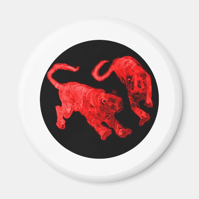 Xian China 2002 Red Ghost Tigers Black Circle Tran Magnet (Front)