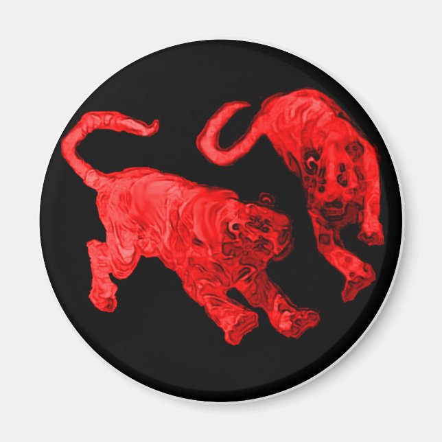 Xian China 2002 Red Ghost Tigers Black Circle Tran Magnet (Front)