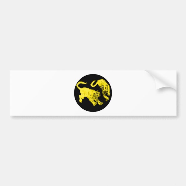 Xian China 2002 Yellow Ghost Tigers Black Circle T Bumper Sticker (Front)