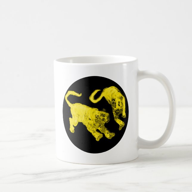 Xian China 2002 Yellow Ghost Tigers Black Circle T Coffee Mug (Right)