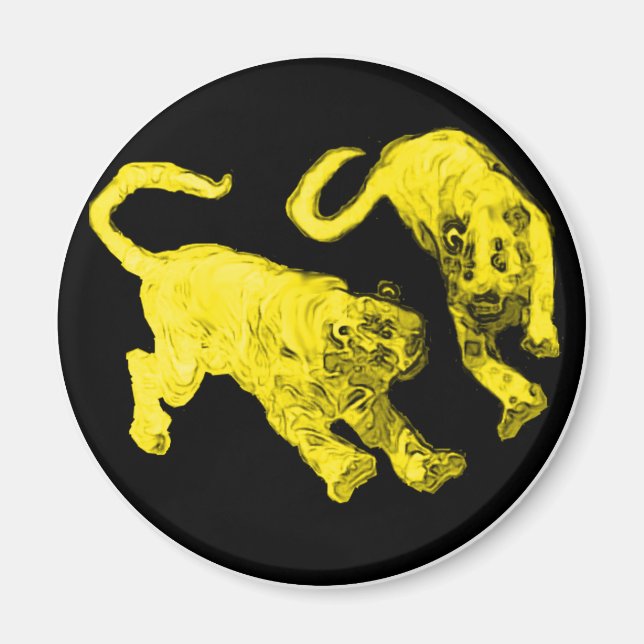 Xian China 2002 Yellow Ghost Tigers Black Circle T Magnet (Front)