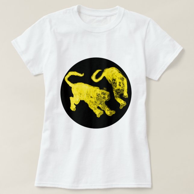 Xian China 2002 Yellow Ghost Tigers Black Circle T T-Shirt (Design Front)