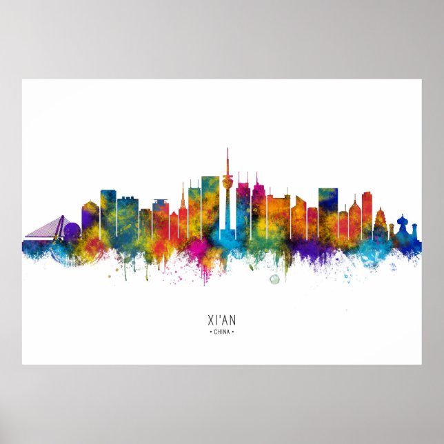  Xi'an China Skyline Poster (Front)