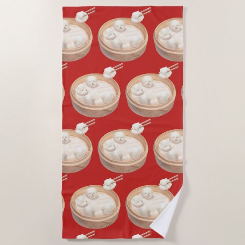 Xiao Long Bao Cute Illustration Beach Towel