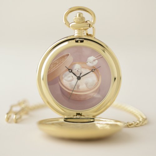 Xiao Long Bao Cute Illustration Pocket Watch