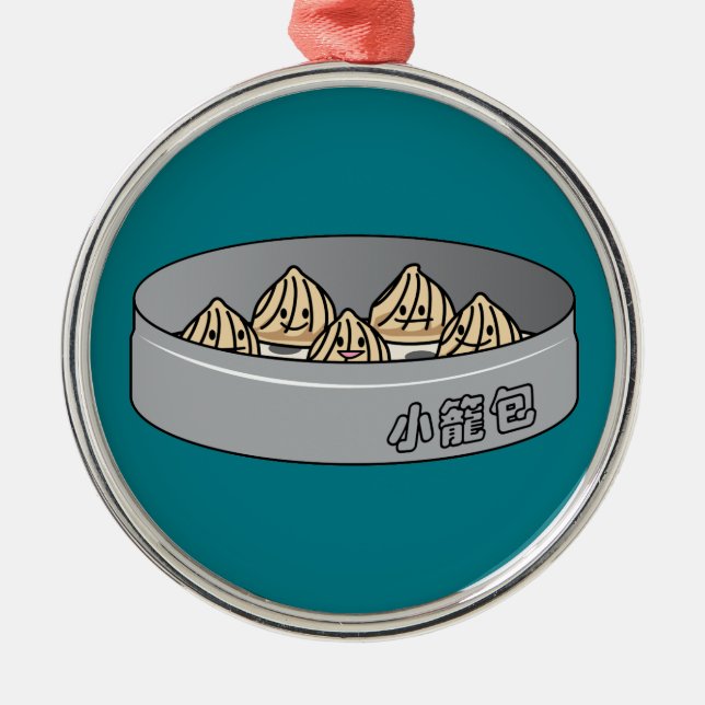 Xiaolongbao Chinese Soup Dumpling Dim Sum Bun Metal Ornament (Front)