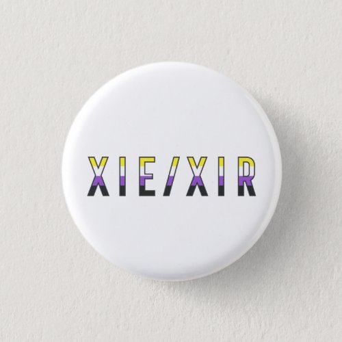 XieXir Non_Binary Pride Flag Pronouns Badge Button