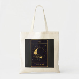 XIII The Nap Tarot Card: Black Cat Sleeping on the Tote Bag