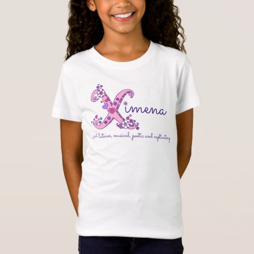 Ximena girls X name meaning monogram kids shirt