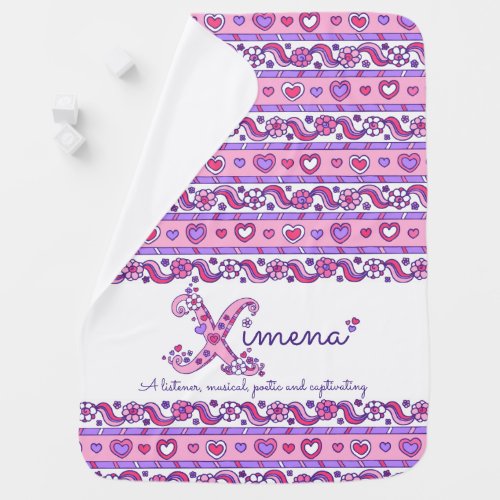 Ximena personalized X name meaning baby blanket