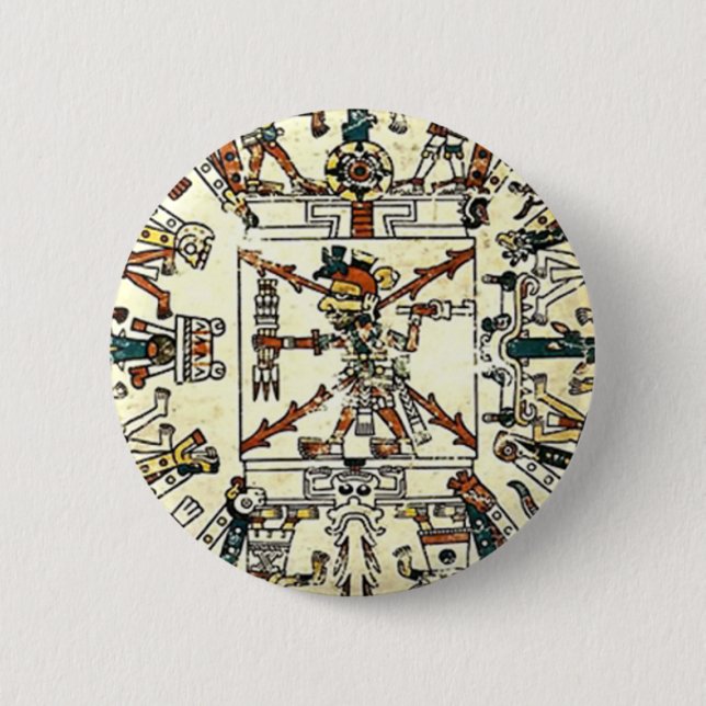 Xiuhtecuhtli Aztec Death God Pinback Button (Front)
