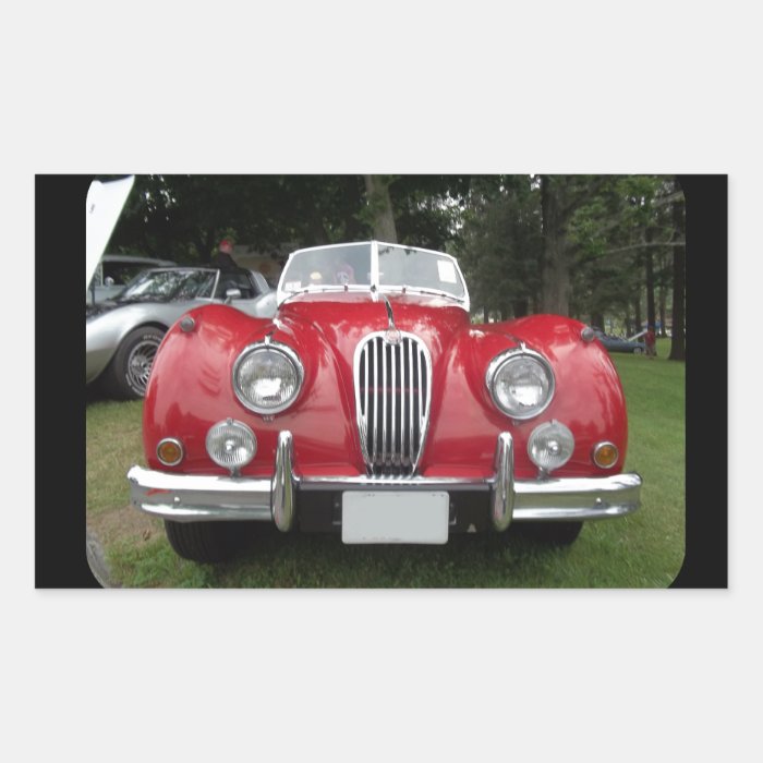 XK 140 Front chrome grill view with headlights Rectangle Stickers