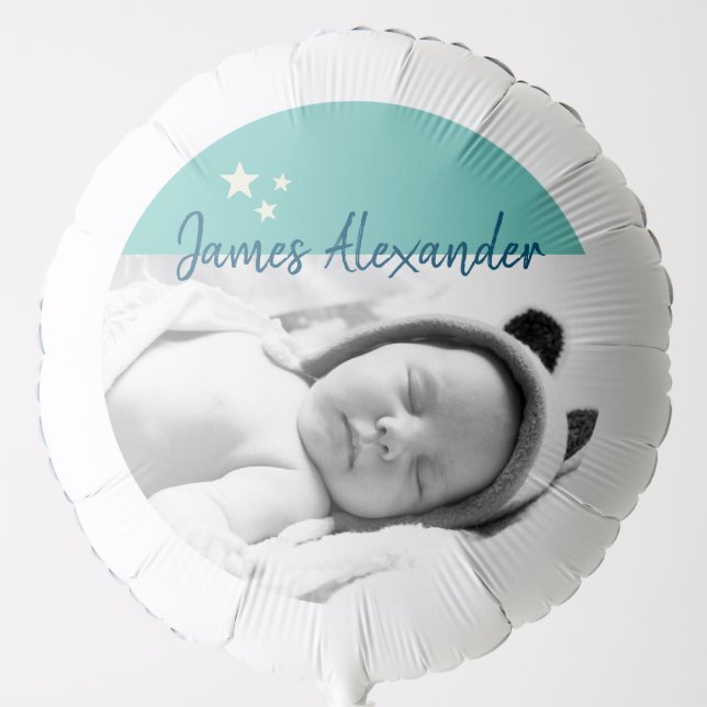 XL Custom Photo and Name Birthday Balloon modern (Front)