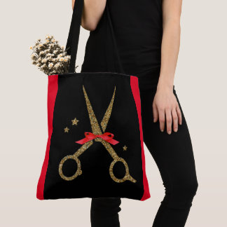 XL Golden glitter scissors - Hair dresser stylist Tote Bag