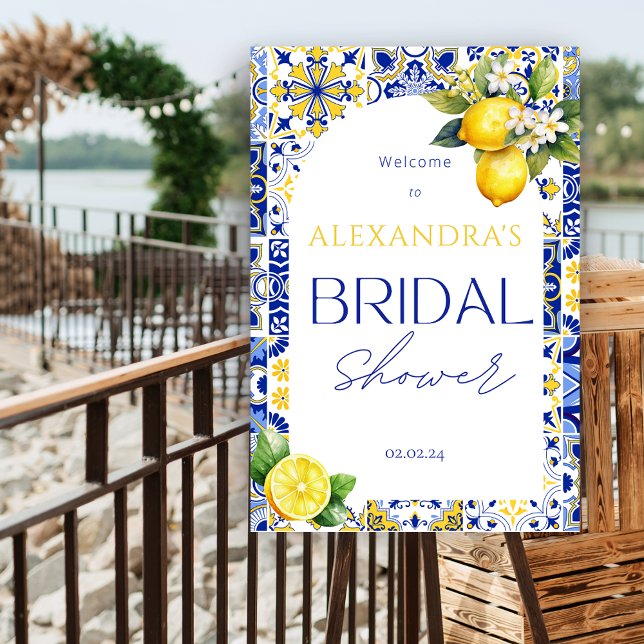 XL Mediterranean Bridal Shower Lemon Welcome Sign (XL Mediterranean Bridal Shower Lemon Welcome Sign)