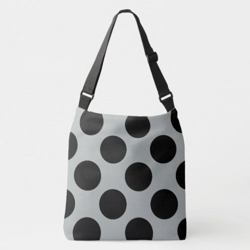 XL Polka Dots Black Storm Gray Fashionable Crossbody Bag