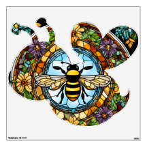 XLarge 30"x30" Reusable Wall Decal Stain-Glass Bee