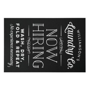 XLarge Now Hiring Fun Personalized Laundry Room Faux Canvas Print