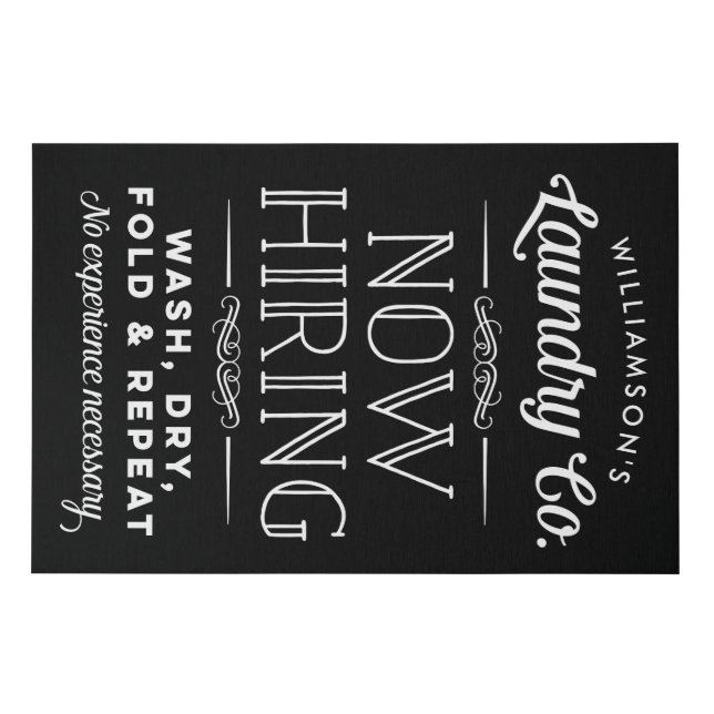 XLarge Now Hiring Fun Personalized Laundry Room Faux Canvas Print (Front)