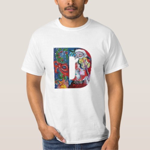 XMAS A LETTER SANTA  CLAUS WITH VIOLIN MONOGRAM T_Shirt