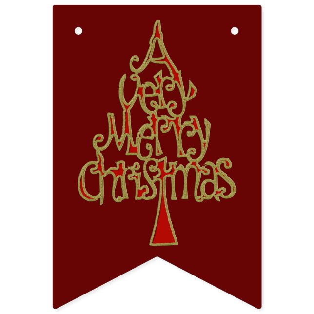 Xmas - A Very Merry Christmas Tree Bunting Flags (First Flag)