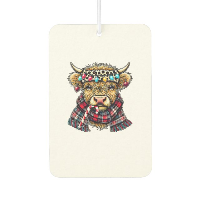 xmas amazing highland cow christmas light _1 air freshener (Front)