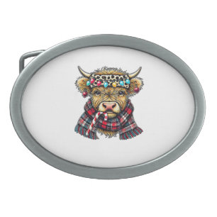 xmas amazing highland cow christmas light _1 belt buckle