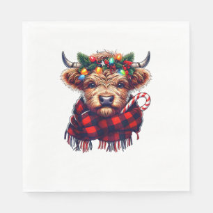 xmas amazing highland cow christmas light napkins