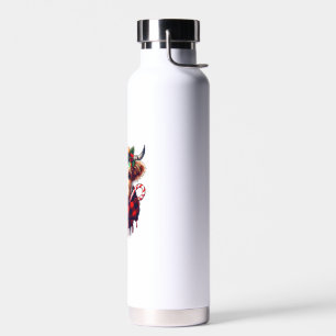 xmas amazing highland cow christmas light  water bottle