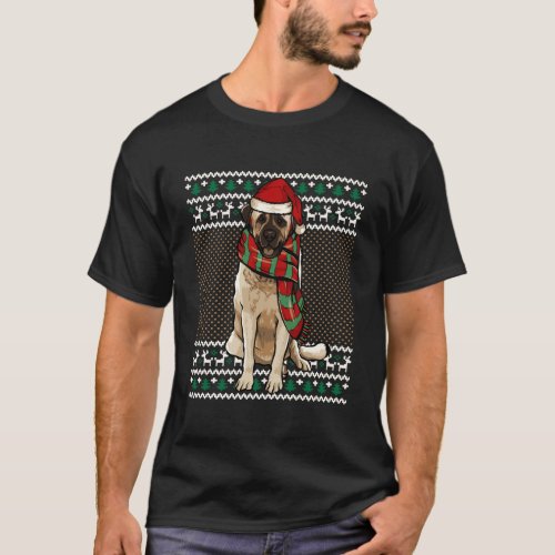 Xmas Anatolian Shepherd Dog Santa Hat Ugly Christm T_Shirt