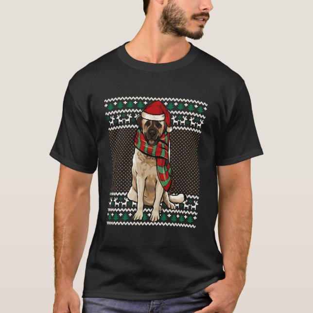 Xmas Anatolian Shepherd Dog Santa Hat Ugly Christm T-Shirt (Front)