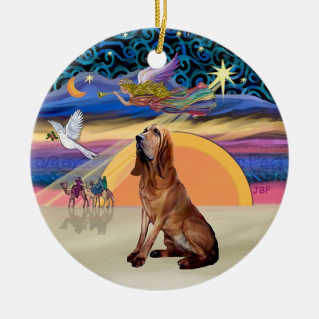 XMas Angel - Bloodhound Ceramic Ornament (Front)