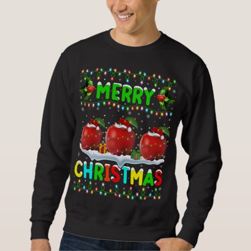 Xmas Apple Fruit Lighting Santa Hat Merry Christma Sweatshirt
