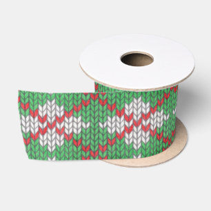 XMAS ARGYLE KNIT 3" Wide Satin Ribbon