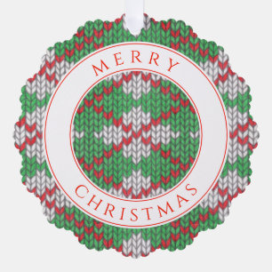 XMAS ARGYLE KNIT Scalloped Paper Ornament  Card