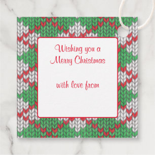 XMAS ARGYLE KNIT Square Gift Tags 