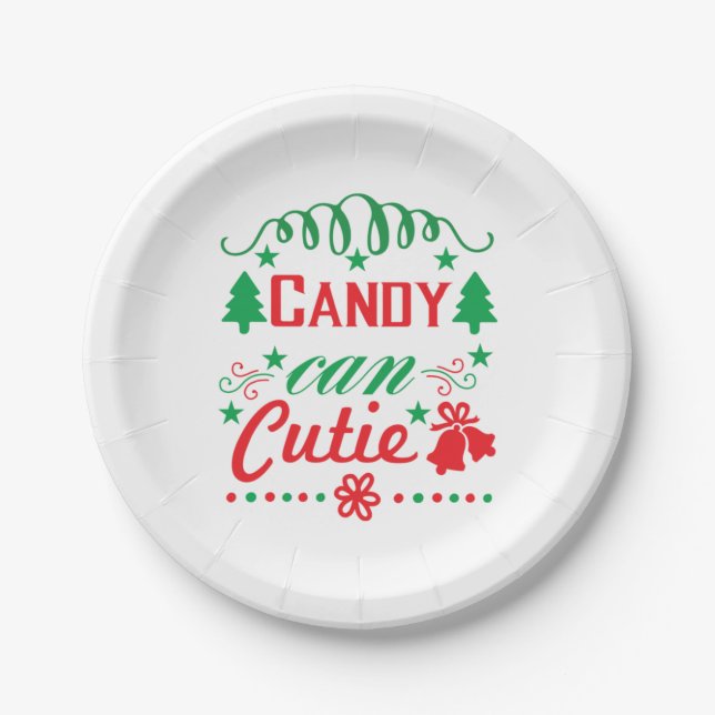 Xmas Art Candy Can Cutie Paper Plates (Front)