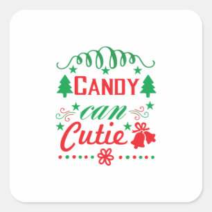 Xmas Art Candy Can Cutie Square Sticker