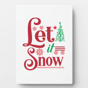 Xmas Art Let Is Snow Plaque