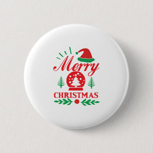 Xmas Art Merry Christmas Button