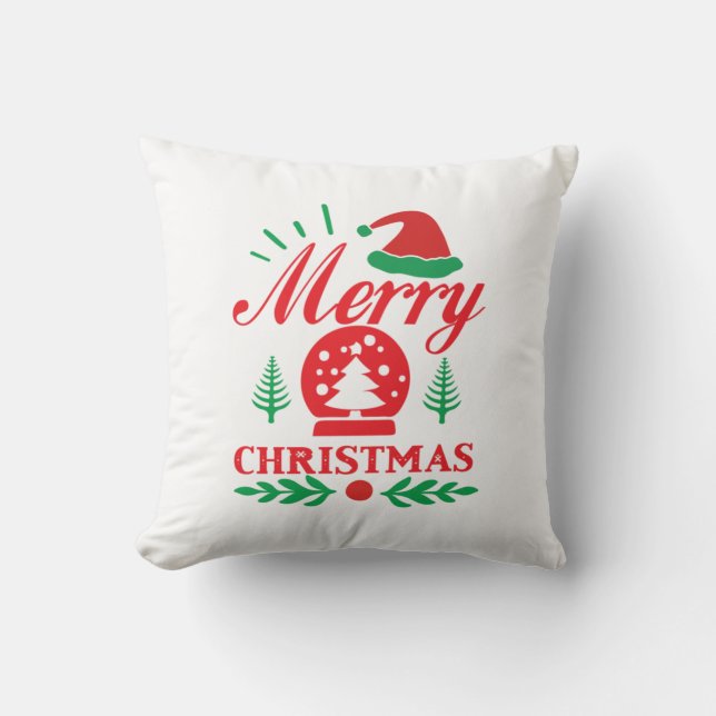 Xmas Art Merry Christmas Throw Pillow (Front)