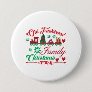 Xmas Art Old Fashioned Family Christmas Button